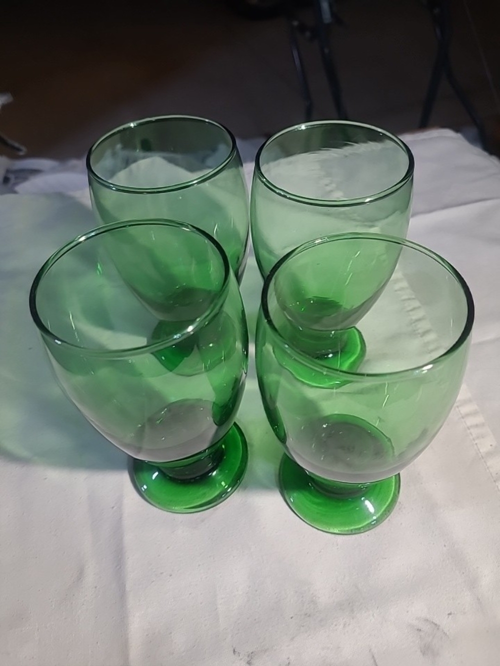Libbey Cristar Glasses Green Footed Set 4 - Picture 8 of 9